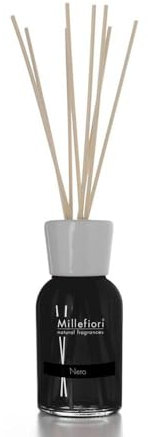 Millefiori 7MDNR Nero Raumduft Diffuser 100 ml Natural inklusive hochwertiger Balsaholzstäbchen, Plastik, Schwarz, 6.8 x 26.1 x 6.6 cm