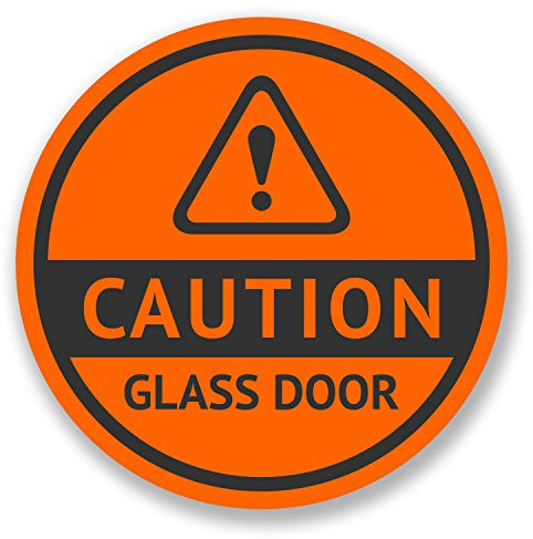 2 x 10cm Warning Caution Glass Door Vinyl Stickers Shop Sign Safety Patio #6523 (10cm x 10cm)