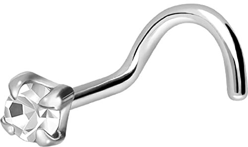 PIERCINGLINE 925er STERLING SILBER Nasenpiercing FLACHER KRISTALL Piercing Nase Stecker