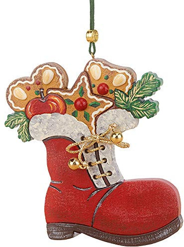 Hubrig Volkskunst Nikolausstiefel - 8 cm Metall Weihnachtsbaumschmuck Klassisch Rot Hängend