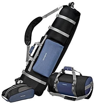 Samsonite 3 Piece Golf Travel Set Golftasche, Seesack mit Rollen, blau/schwarz, & Shoe Bag