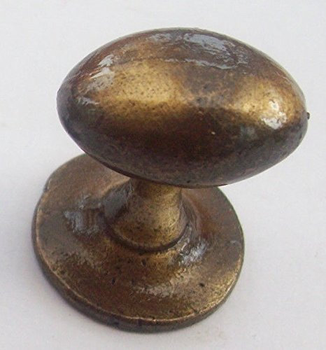 Ironmongery World®Cast Iron Decorative Fancy Kitchen Cabinet Cupboard Drawer Door Knobs Pull in 10 Types 2 Finishes - Code 18 Oval Knob - Antique Aged Brass Finish