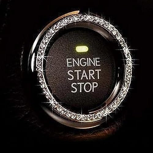 Crystal Rhinestone Car Bling Ring Sticker Emblem, Auto Start Engine Ignition Key & Button Bling, Unique Luxury Gift For Her, By Bling Car Decor (TM) (Silver) by Bling Car Decor
