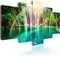 B&D XXL - Leinwandbilder 200x100 cm - Leinwand Bilder Vlies Leinwandbild 5 TLG Kunstdruck modern Wandbilder Groß XXL Wohnzimmer Wanddekoration Design Wand Bild Wasserfall Regenbogen c-A-0071-b-n.