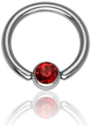 eeddoo Piercing-Ring Klemmring Kristall Silber glänzend Titan Durchmesser: 8 mm Pink 4 mm