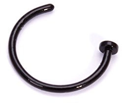 4youquality Small Thin Surgical Steel Open Nose Ring Nose Hoop Piercing Stud 7 Colour 3 Size UK (10MM, Black)