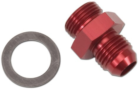 Edelbrock 8087 Blue Anodized Aluminum Carburetor Inlet Fitting , Red