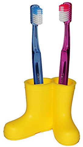 alles-meine.de GmbH Zahnbürstenhalter - Stiefel - GELB - aus Silikon - für Kinder & Erwachsene/zum Zähneputzen - Badezimmer Bad Kinderzahnbürste/Mädchen Jungen - Schuhe Gummi..