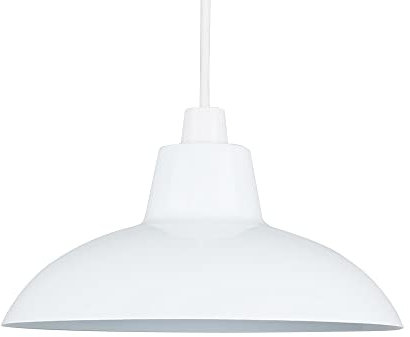 MiniSun | Retro Style Gloss White Metal Ceiling Light Shade | Pendant Lights, Home Décor & Improvement Essential | 288mm Shade Width