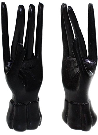 budawi® Schmuckhand 2er Set | Hand aus Sonoholz schwarz | Schmuckständer & Ringhalter | Linke & rechte Hand | Naturprodukt Unikat