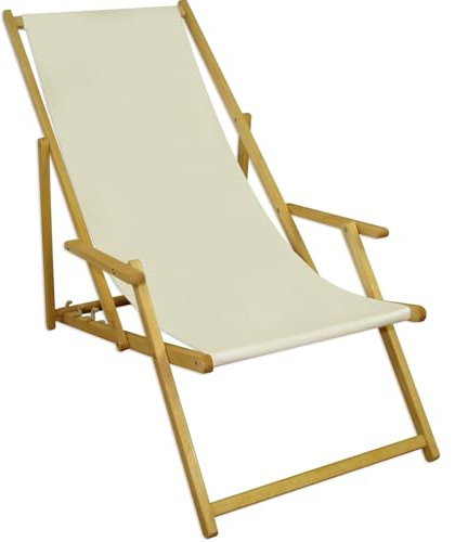 Liegestuhl Gartenliege weiß Sonnenliege Strandliege Holz Deckchair Gartenmöbel Buche 10-303 N