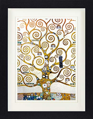 1art1 Gustav Klimt Poster l'arbre De Vie (Détail) Affiche Encadrée avec Passe-Partout Élégant | Images Murales | dans Un Cadre Photo 40x30 cm