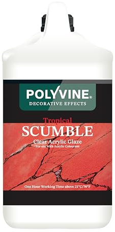 Polyvine Tropical Scumble Glaze – Clear Acrylic Glaze for Hot Environments 21°C+ - Oil-Look Decorative Water-Based Translucent Medium for Colourwashing, Marbling & Stippling – 1 Hr Working Time, 4L