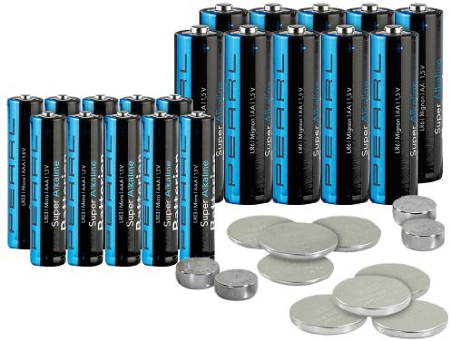 PEARL Uhrenbatterien Set: Batterie-Set 32-teilig mit Alkaline- und Lithium-Zellen (Uhren Batterie, Batterien AAA, Knopfzelle 2025)