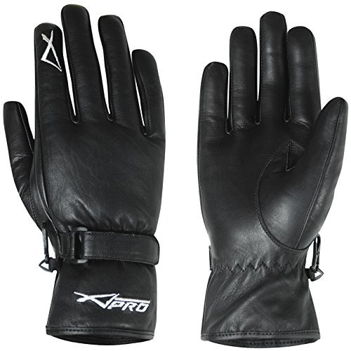 Klassische Handschuhe Leder Motorrad Roller Weich Gefuettert Schwarz XS