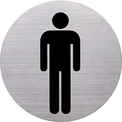 Helit H6270900 - Cartello per bagno uomini, diametro 115 mm, autoadesivo, in acciaio INOX