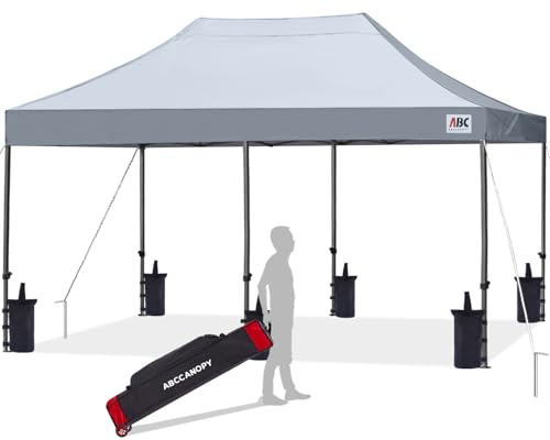 ABCCANOPY Pop Up Gazebo with Detachable Awning, Commercial Market stall, Bonus Upgraded Roller Bag, 4 Weight Bags, Stakes and Ropes