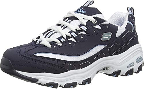 Skechers Women's D'lites-biggest Fan Trainers, Navy Trubuck/ White Mesh/ Carolina Blue Trim, 6 UK