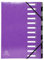Exacompta 53926E Premium Ordnungsmappe Iderama. Aus beschichtetem Colorspan-Karton DIN A4 12 vollfarbige Fächer, dehnbarer Rücken und 2 Gummizüge mit Indexfenstern Register-Mappe violett