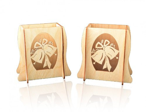 Erzwelt - Lichterbogenerhöhung aus Holz 2er-Set – Fensterbank Erhöhung für Lichterbogen – Schwibbogen Untersatz – Original Erzgebirge – Sockel mit Motiv Glocken – 11,5 x 11 x 8,5 cm