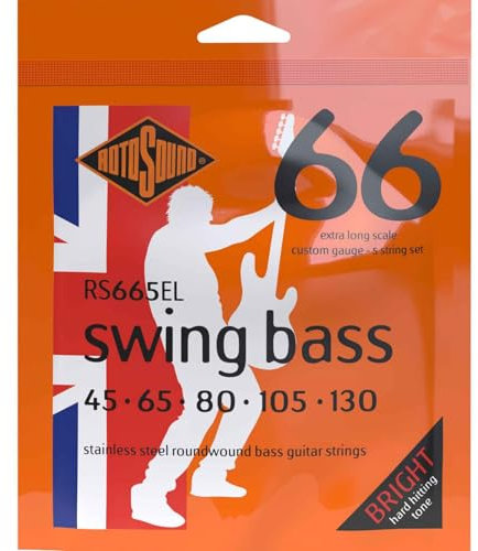 Rotosound Strings for Electric Bass SWING 66 STAINLESS SETS 5-string RS665EL EX-LONG SCALE Stainless Custom 45-130