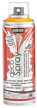 PEBEO - Peinture Acrylique en Spray - Pour la Décoration Multi Supports en Intérieur et Extérieur - Base Eau, Faible Odeur - 200 ml - Finition Phosphorescent - Coloris Orange Fluo