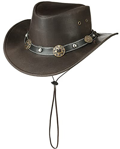 Scippis Concho Lederhut Classic Cowboyhut Australienhut (XL/60-61 - braun)