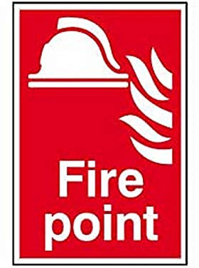 Scan 1451 Fire Point Sign - Fire Safety - Self-AdhesivePVC - 200 mm X 300 mm, White