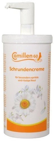 Schrundencreme Camillen 60, Fußcreme mit Kamille, Vitamin A für rissige Füsse, 450ml mit Spender