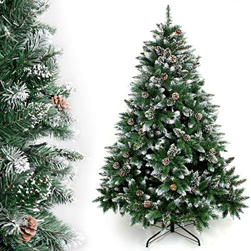 Yorbay künstlicher Weihnachtsbaum Tannenbaum mit Ständer 120cm-240cm für Weihnachten-Dekoration Mehrweg (Weihnachtsbaum mit Schnee, 210cm)