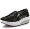 Solshine Damen Spitze Plateau Freizeitschuhe Sportschuhe Keilabsatz Sommer, 35 EU, Farbe: Schwarz 2