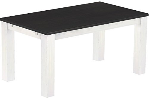 Esstisch Rio Classico 160x90 cm Ebenholz Weiß Holz Pinie Massivholz Esszimmertisch Echtholz ausziehbar vorgerichtet für Ansteckplatten Brasilmöbel