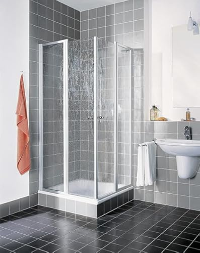 Kermi Nova 2000 Eckeinstiegshälfte silber matt; Kunst Fontana Glas; 90; 185; l...