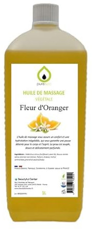 Purespa Huile de Massage végétale parfumée - 100% Massage Naturelle relaxante et exotique (Oranger, 1 Litre)