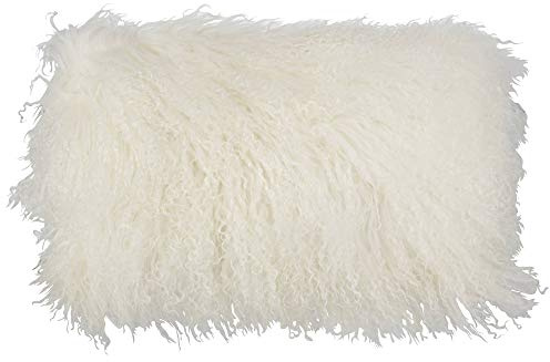 SARO LIFESTYLE Mongolian Lamb Fur Poly Filled Throw Pillow