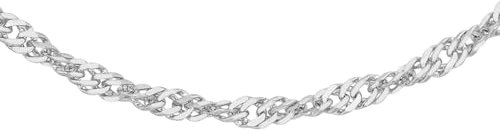 CARISSIMA Women's 9 ct White Gold 1.2 mm Diamond Cut Twist Curb Chain Necklace of Length 61 cm/24 Inch