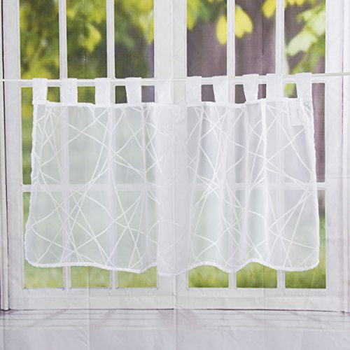 Elbersdrucke transparente Bistrogardine Crossover Voile 00 weiß 48 x 140 cm Scheibengardine für Küche Küchenfenster Sichtschutz 186708