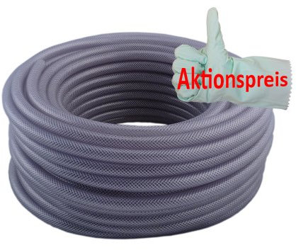 Druckluftschlauch 9 x 3 mm, 40m, klarer PVC-Schlauch, Gewebeeinlage