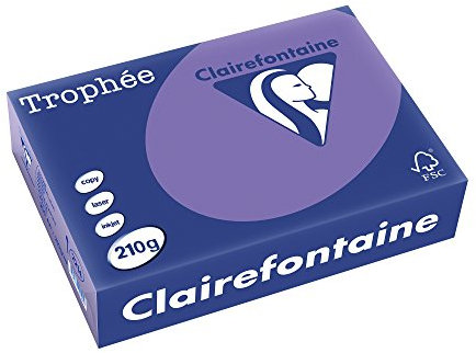 Clairefontaine 2214C - Ries Druckerpapier / Kopierpapier Trophee, intensive Farben, DIN A4, 210g, 250 Blatt, Lila, 1 Ries