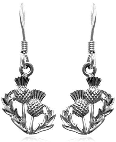 Alexander Castle Ohrringe aus 925er Sterlingsilber, schottische Distel, 12 mm x 10 mm, mit Schmuck-Geschenk-Box, schottische Geschenke für Frauen, Mädchen, Teenager, Sterling Silber