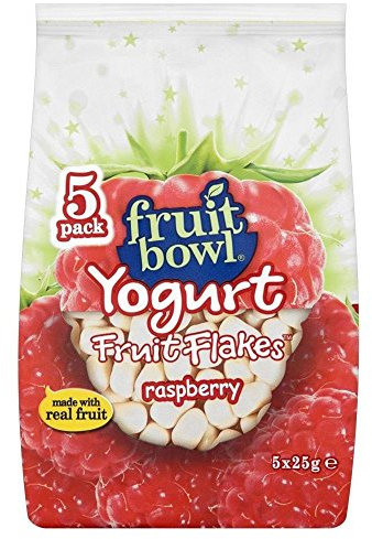Fruit Bowl Fruit Flakes Raspberry with a Yogurt Coating (5x25g) - Pack of 2