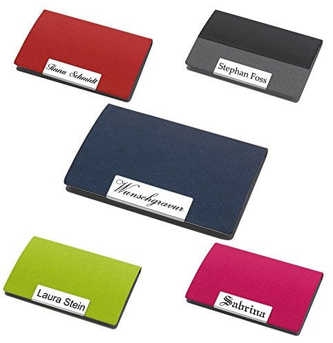 polar-effekt Visitenkartenetui mit Gravur - Kartenetui aus Edelstahl - Personalisiertes Visitenkartenhalter Geschenk zum Geburtstag [ Farbe - schwarz ]