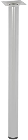 WAGNER Möbelbein/Tischbein/Möbelfuß Classic Retro - Ø 30 x 400 mm, integrierte Anschraubplatte 60 x 60 mm, Innengewinde Ø 10 mm, Stahl pulverbeschichtet Aluminium-Silber - 12124001