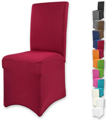 Gräfenstayn Stretch-Stuhlhusse Henry - runde und eckige Stuhllehnen - bi-elastische Passform mit Öko-Tex Siegel Standard 100: „Geprüftes Vertrauen“ (Bordeaux)