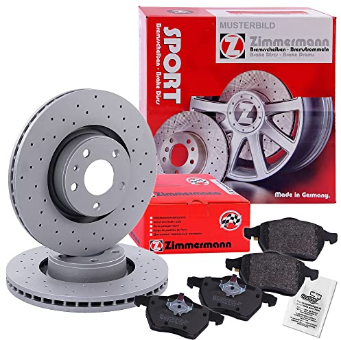 ZIMMERMANN Bremsenset Vorderachse inkl. Gelochte Bremsscheiben Belüftet Ø 300 mm + Bremsbeläge vorne Kompatibel mit BMW 1er (E81) (E88) (E82), 3 (E90), 3 Coupe (E92), 3 Touring (E91)
