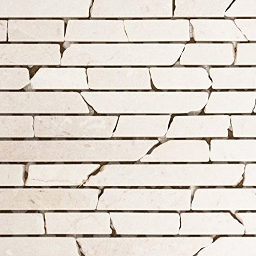 Mosaik Fliese Marmor Naturstein weiß Brick Botticino Anticato für BODEN WAND BAD WC DUSCHE KÜCHE FLIESENSPIEGEL THEKENVERKLEIDUNG BADEWANNENVERKLEIDUNG Mosaikmatte Mosaikplatte