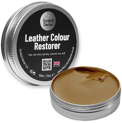 Scratch Doctor Leather Colour Restorer Recolouring Balm Repair Treatment for Faded & Worn Absorbent Leather Furniture, Sofas, Chairs (Camel, 50ml)