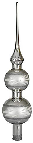 Jingle Bells Lauscha Christbaumspitze Wanda Silber mit Dekor