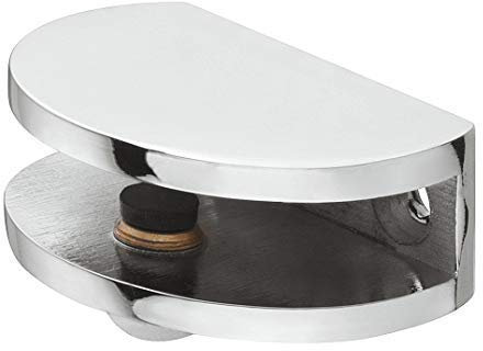 Gedotec Design Glas-Bodenträger Schrank Klemm-Tablarträger Glasböden Regalträger rund - LUNA | Regal-Halter für Tablardicke 5 - 8 mm | Halterung Chrom poliert | 1 Stück - Fachbodenträger Metall