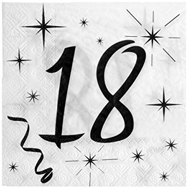 Servietten 18. Geburtstag schwarz/weiß 20 Stück